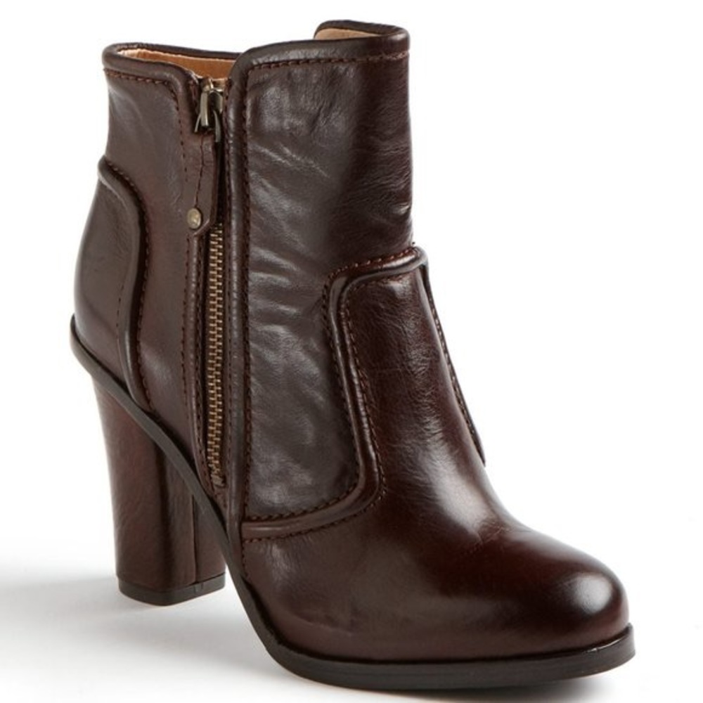 Frye Sylvia Piping Boot Brown Leather Size 8.5